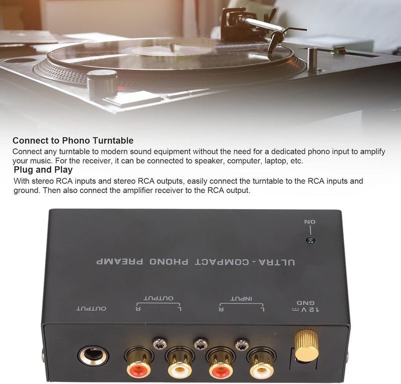 Dpofirs PP400 Turntable Preamp, Phono Preamp for Turntable, Stereo Input Output Record Player Amplifier with Independent Knob Control 100 to 240V (US Plug) - Image 3